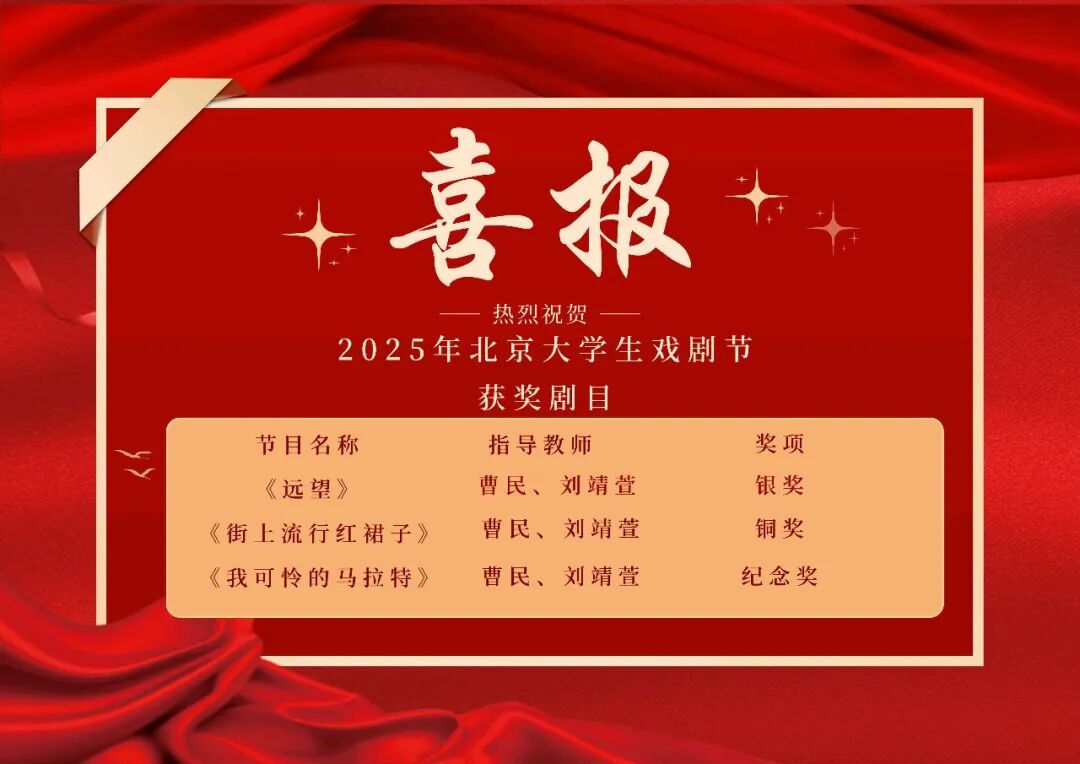 【微信】beat365多部话剧作品在2025年北京大学生戏剧节斩获佳绩